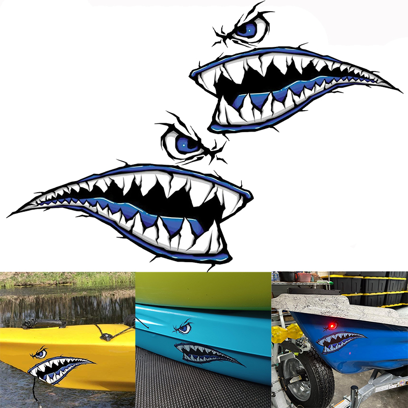 Fishing Boat Trailer - 2 Buah Stiker Perahu Mulut Gigi