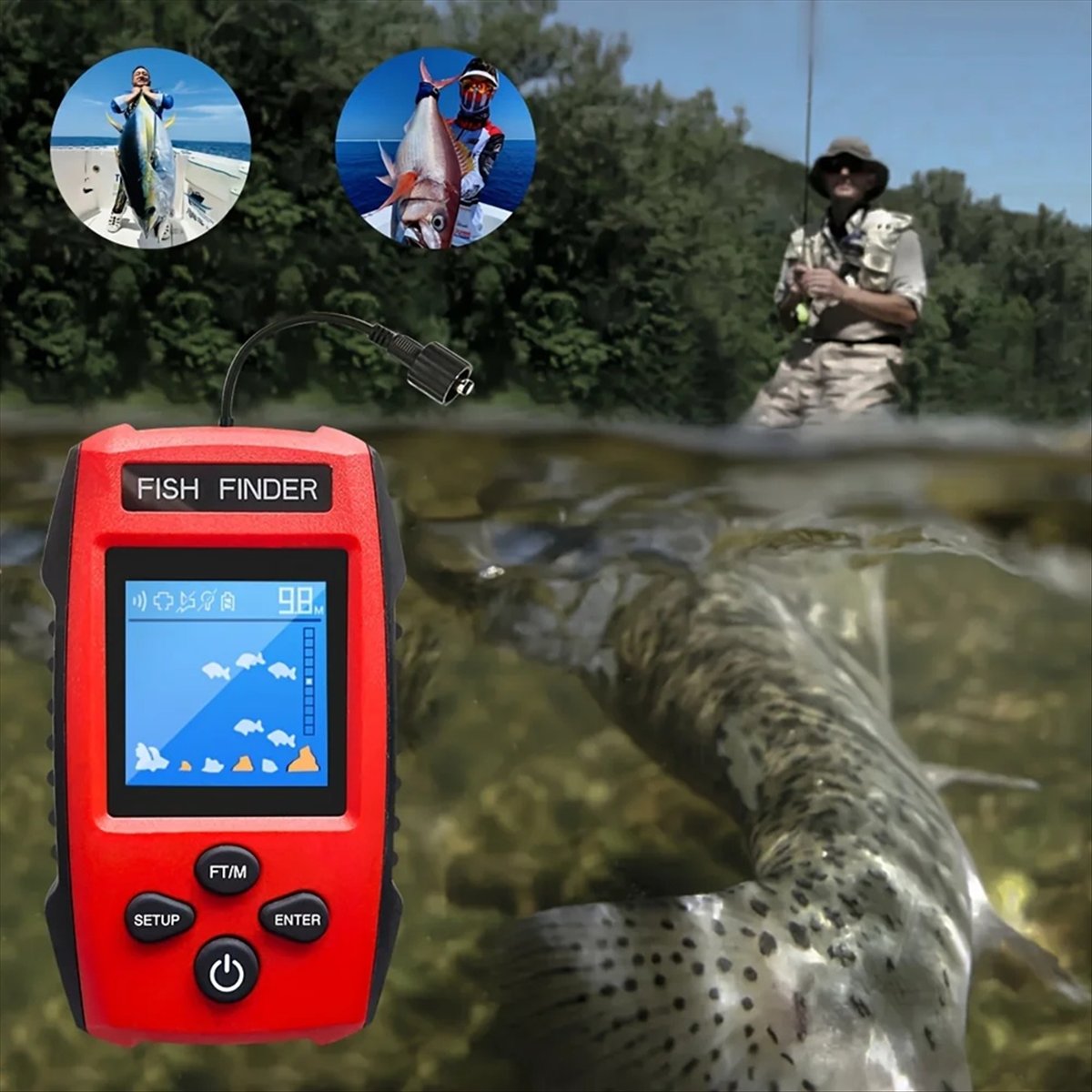 Transduser Sonar Berkabel LCD  - Fishing Boat Depth Finder ulasan dan harga
